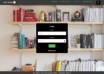 Softjswp gallery-dev-book-login-page-with-dark-mode-theme